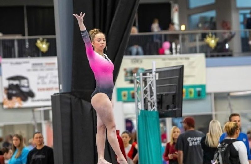 Level 10 Athletes Push Limits with Triple Acro Series on Beam